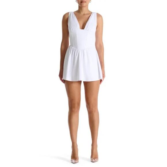 Naked Wardrobe Women's Bustier Lace-Up Back Fit & Flare Mini Dress S Cottagecore - Picture 1 of 8